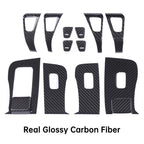 [Real Carbon Fiber] Model 3/Y Door Window Switch Cover, Door Switch Wrap Overlay (12 Pcs)