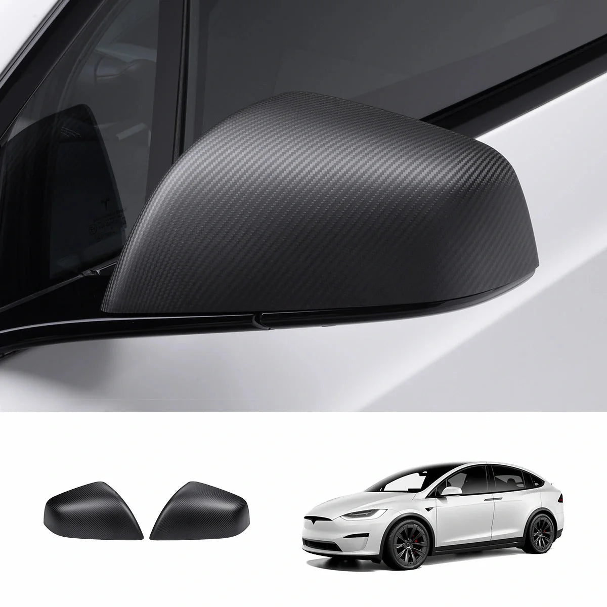 [Real Carbon Fiber] OEM Rear View Mirror Covers (1 Pair) for Tesla Model X 2021+