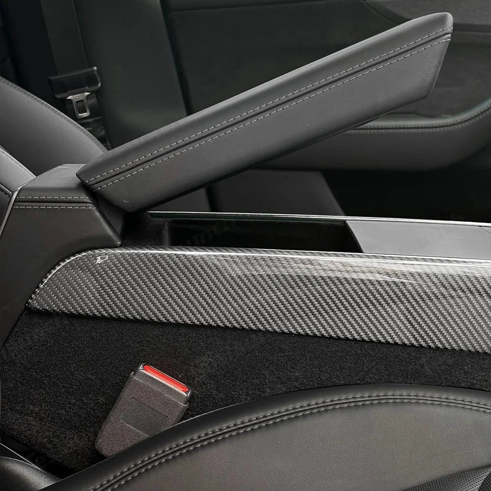 [Real Carbon Fiber] One-Piece Center Console Side Trim for Tesla Model Y Juniper 2025+