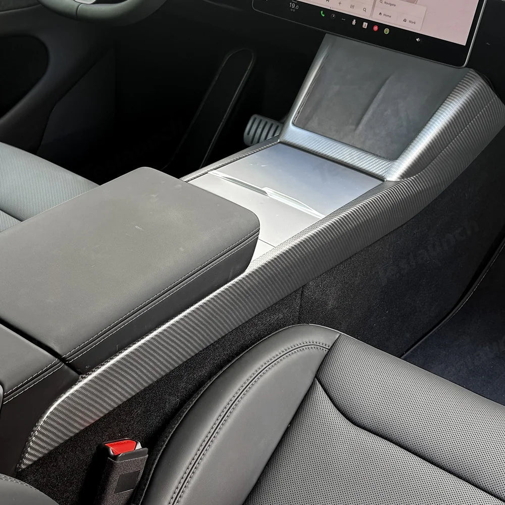 [Real Carbon Fiber] One-Piece Center Console Side Trim for Tesla Model Y Juniper 2025+