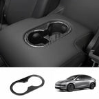 [Real Carbon Fiber] Rear Armrest Cup Holder Cover for Tesla Model Y Juniper 2025+