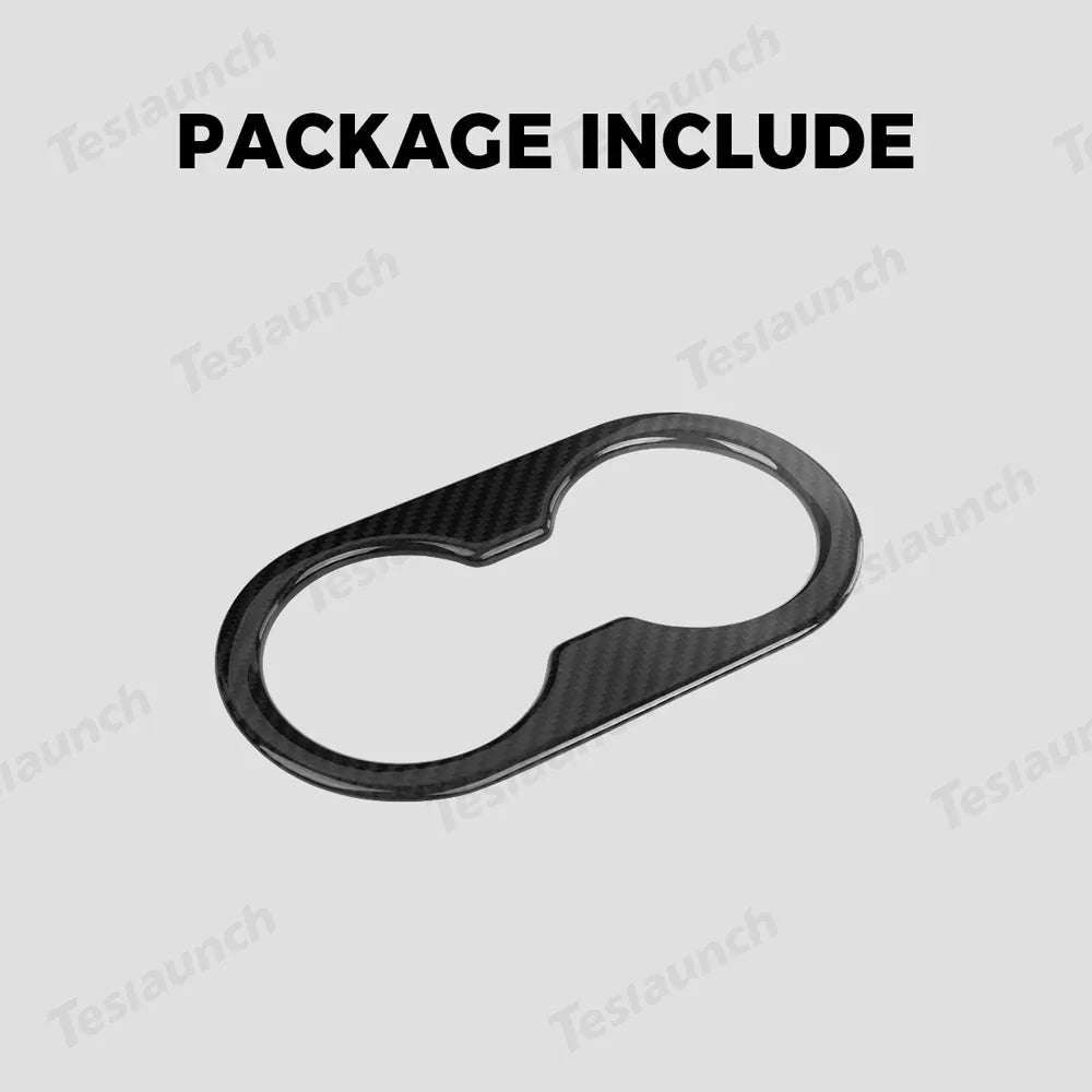 [Real Carbon Fiber] Rear Armrest Cup Holder Cover for Tesla Model Y Juniper 2025+