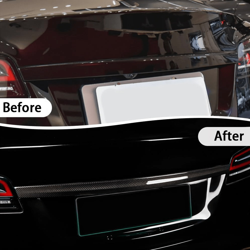 [Real Carbon Fiber] Rear Tailgate Trim Strip Cover for Model S 2022.06+