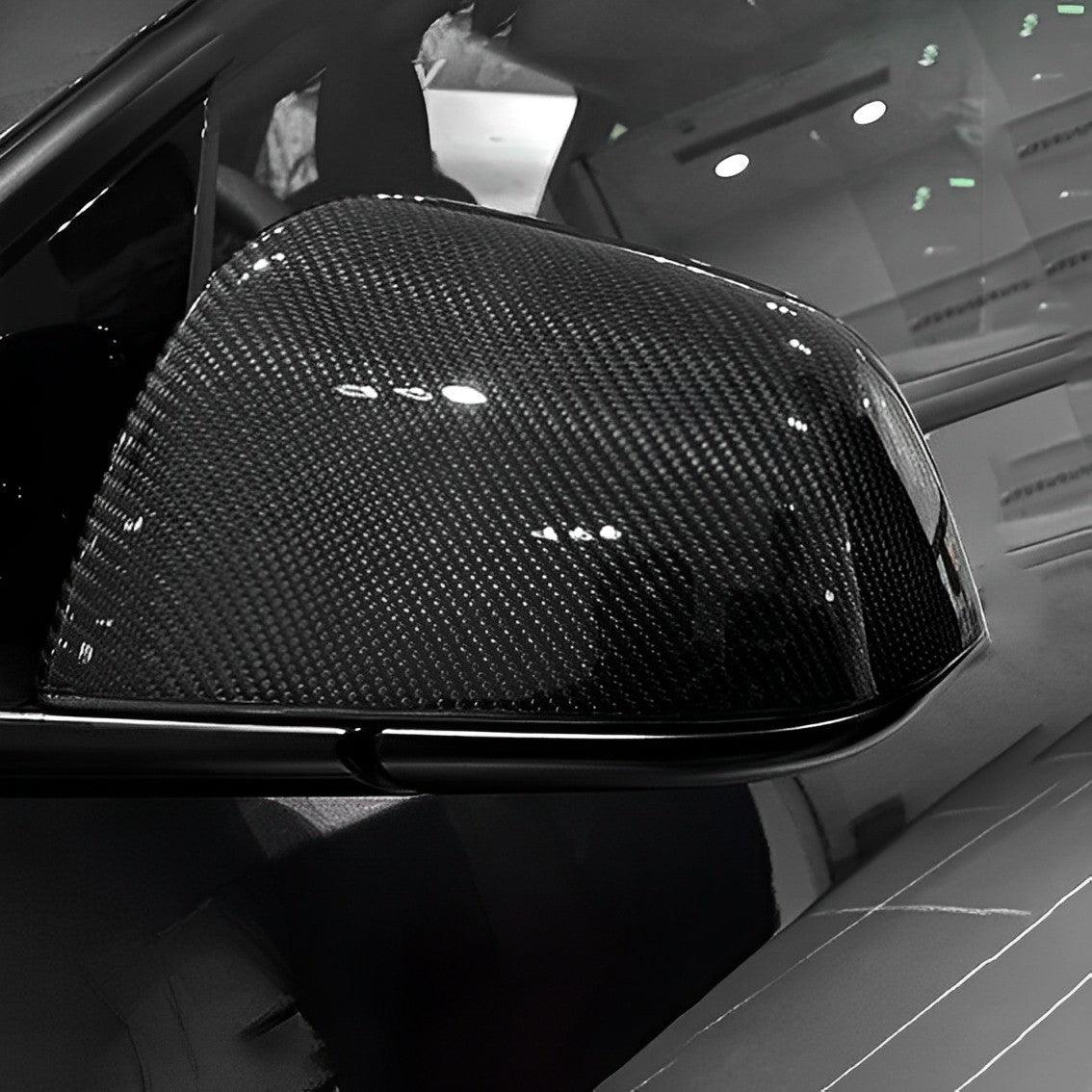 [Real Carbon Fiber] Side Mirror Cover for Tesla Model Y, Rear View Mirrors Cover Cap (1 Pair), OEM Style (2020-2024)