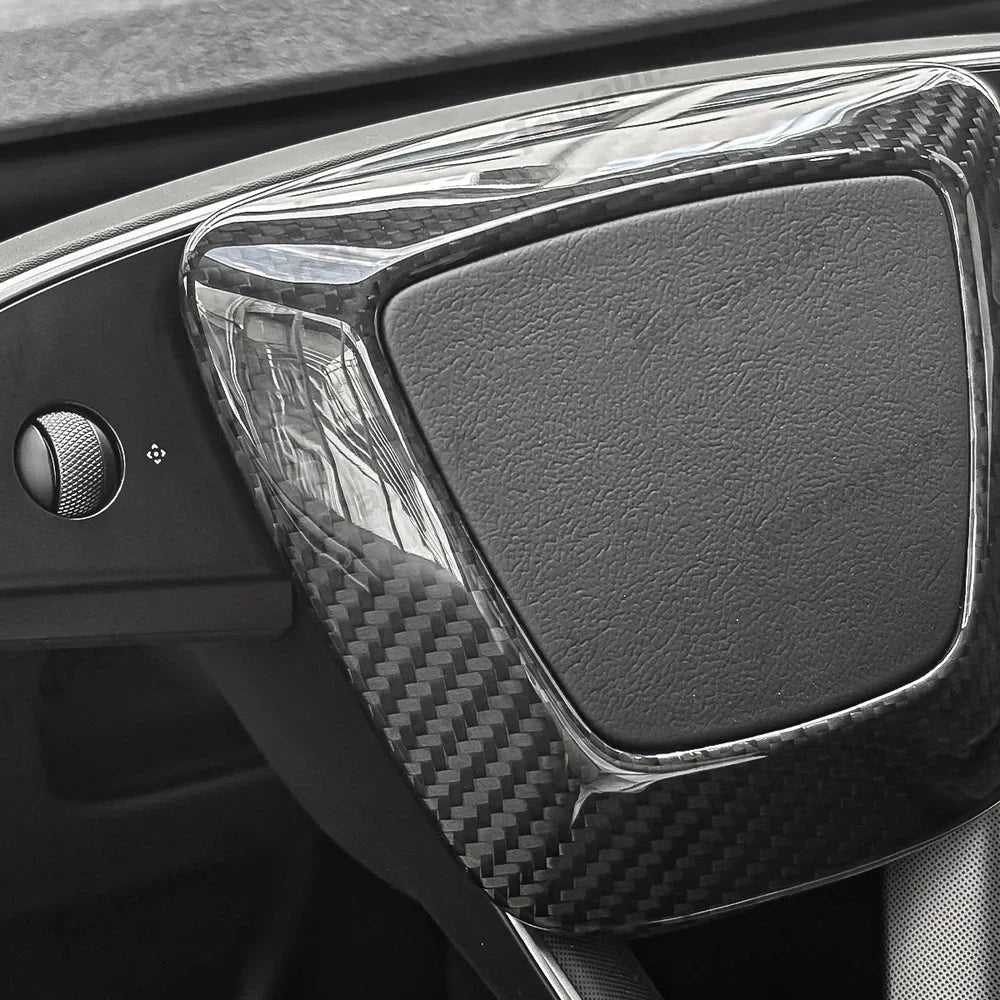 [Real Carbon Fiber] Steering Wheel Airbag Center Trim Cover for Tesla Model Y Juniper 2025+