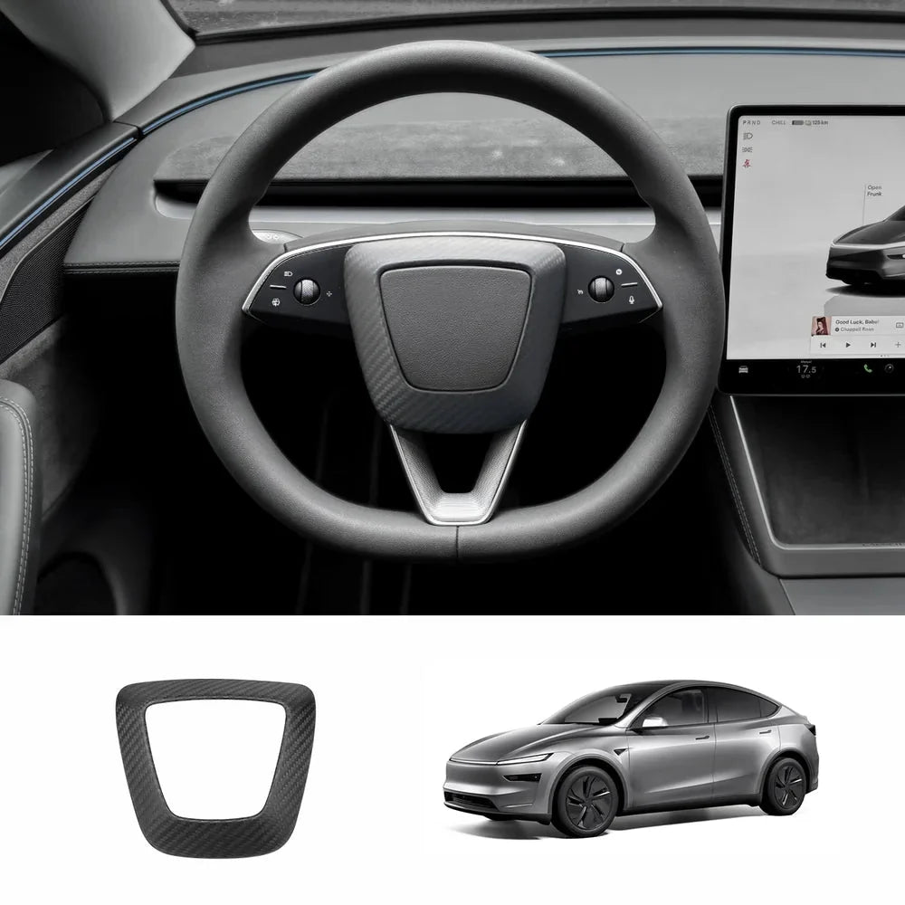 [Real Carbon Fiber] Steering Wheel Airbag Center Trim Cover for Tesla Model Y Juniper 2025+