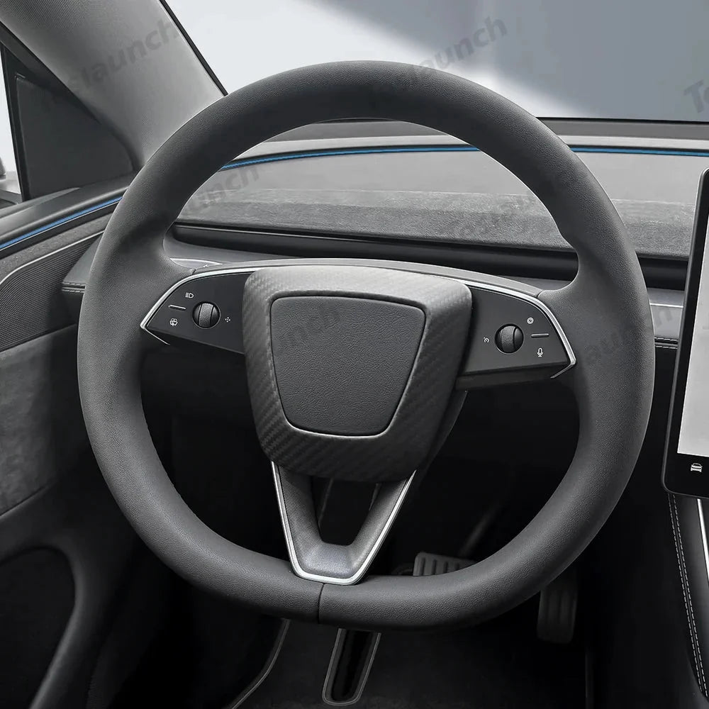 [Real Carbon Fiber] Steering Wheel Airbag Center Trim Cover for Tesla Model Y Juniper 2025+