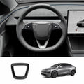 [Real Carbon Fiber] Steering Wheel Airbag Center Trim Cover for Tesla Model Y Juniper 2025+