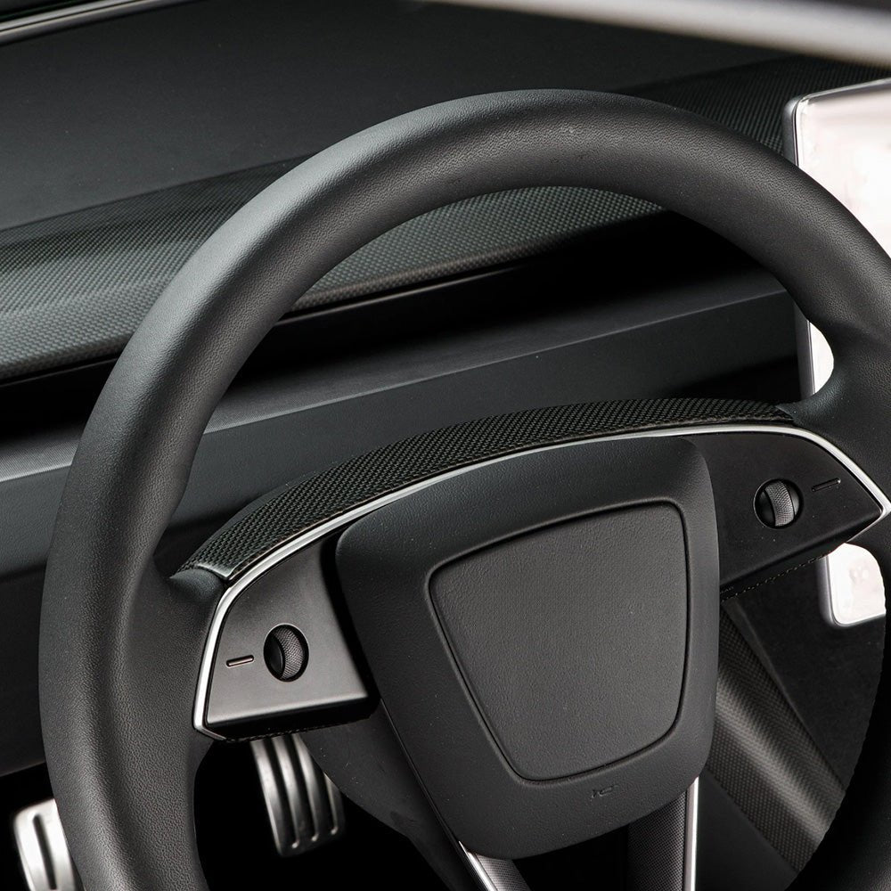 [Real Carbon Fiber] Steering Wheel Base Upper Trim Cover for Tesla Model 3 Highland 2024+