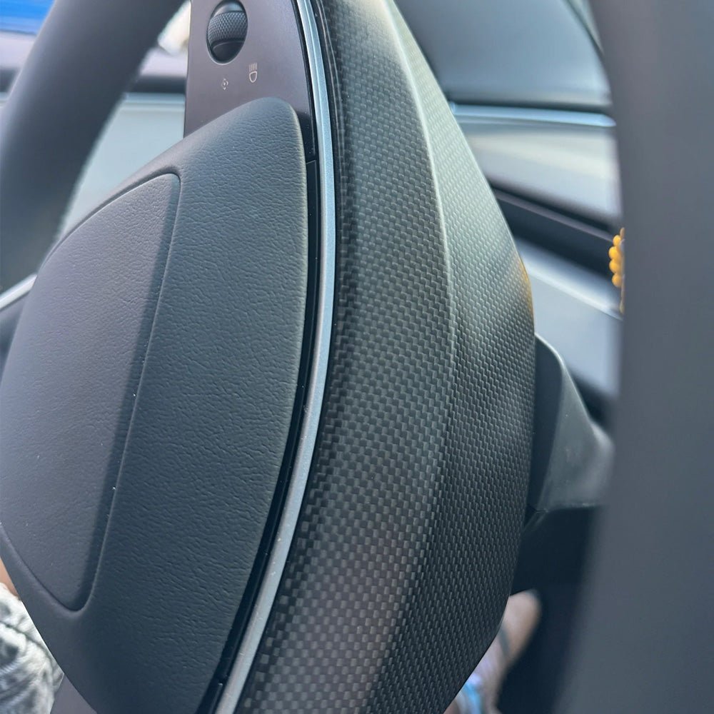 [Real Carbon Fiber] Steering Wheel Base Upper Trim Cover for Tesla Model 3 Highland 2024+