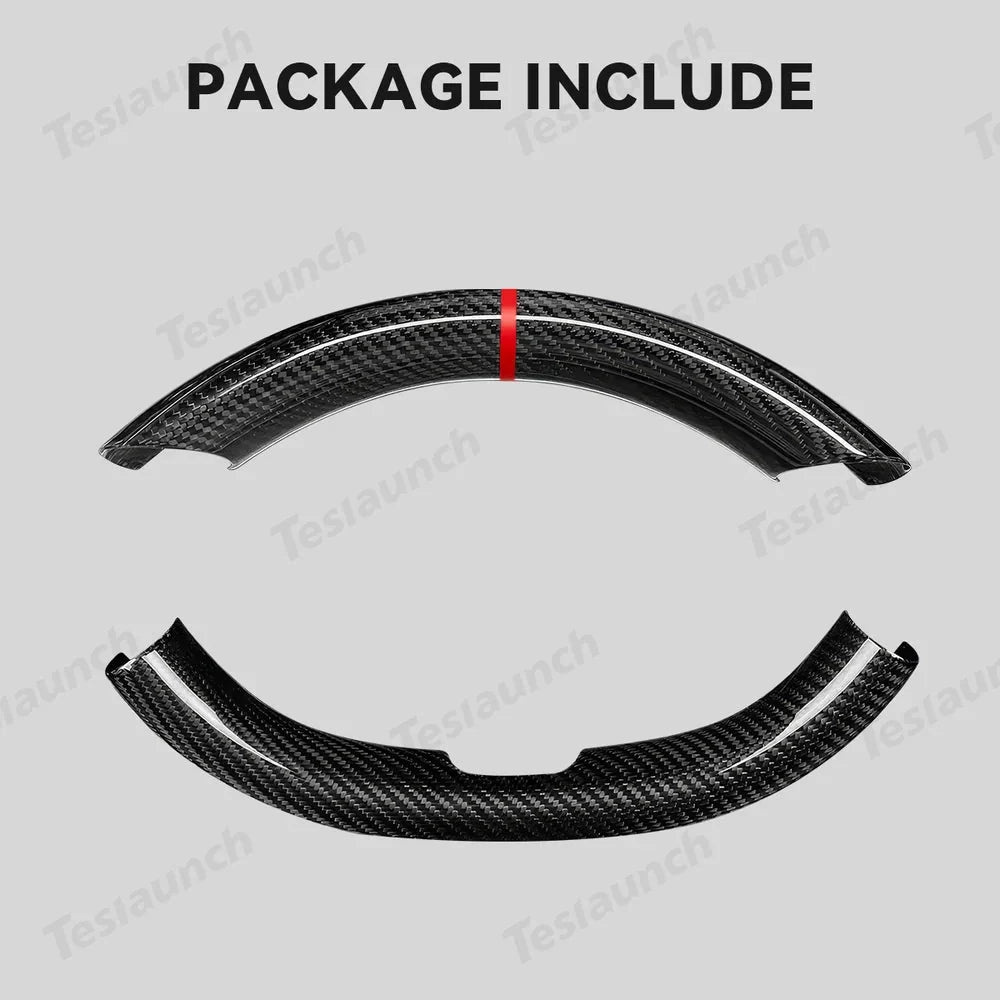 [Real Carbon Fiber] Steering Wheel Caps Cover for Tesla Model Y Juniper 2025+