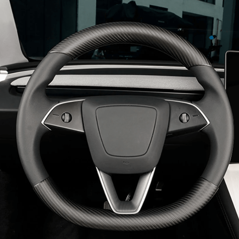 [Real Carbon Fiber] Steering Wheel Caps Cover for Tesla Model Y Juniper 2025+