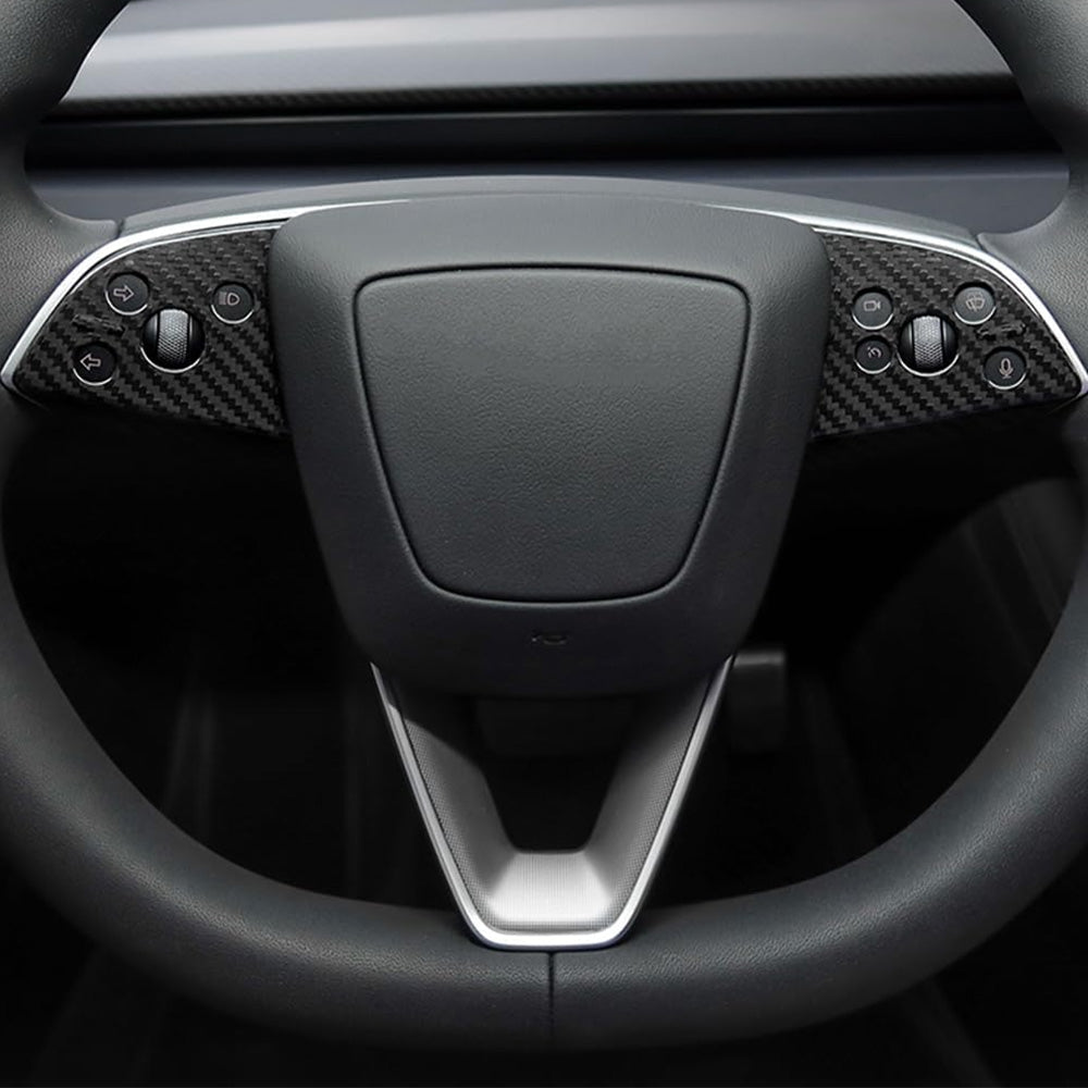 [Real Carbon Fiber] Steering Wheel Panel Covers (2PCS) for Tesla Model 3 Highland 2024+
