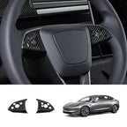 [Real Carbon Fiber] Steering Wheel Panel Covers (2PCS) for Tesla Model 3 Highland 2024+