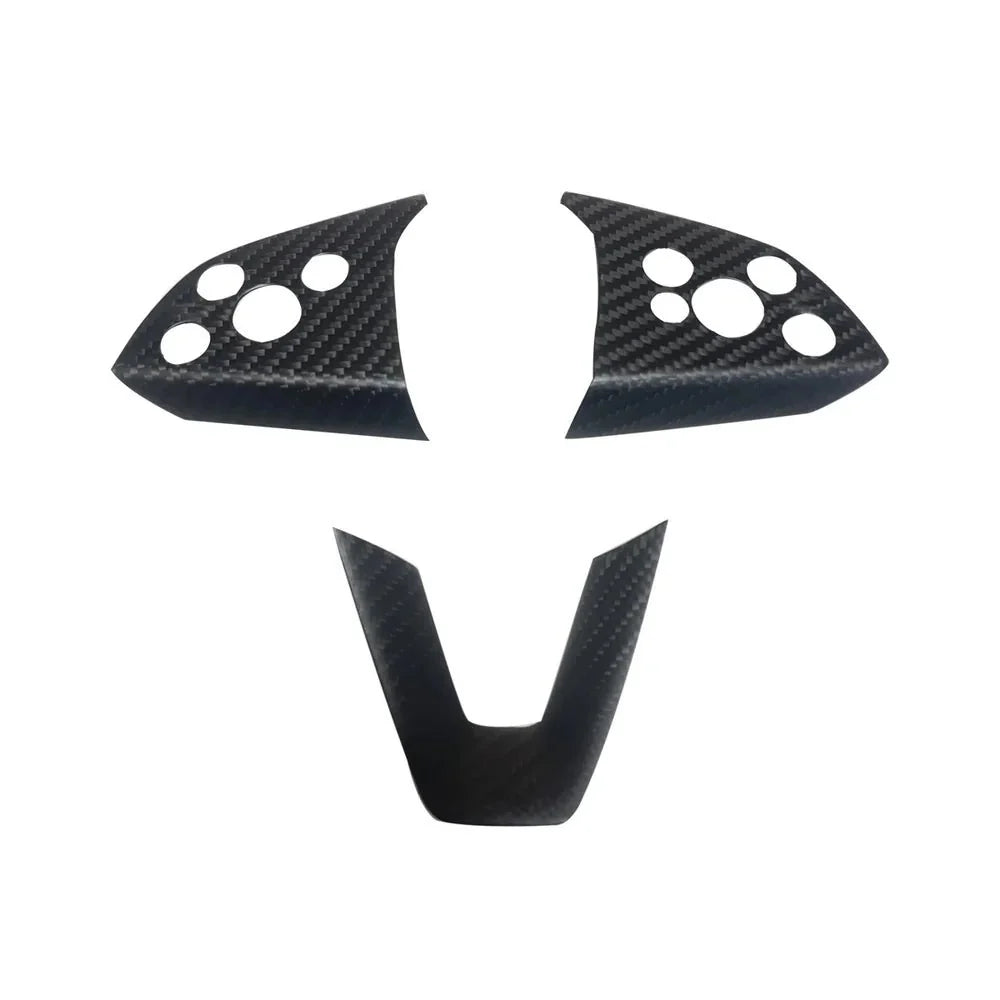 [Real Carbon Fiber] Steering Wheel Panel Covers (2PCS) for Tesla Model 3 Highland 2024+