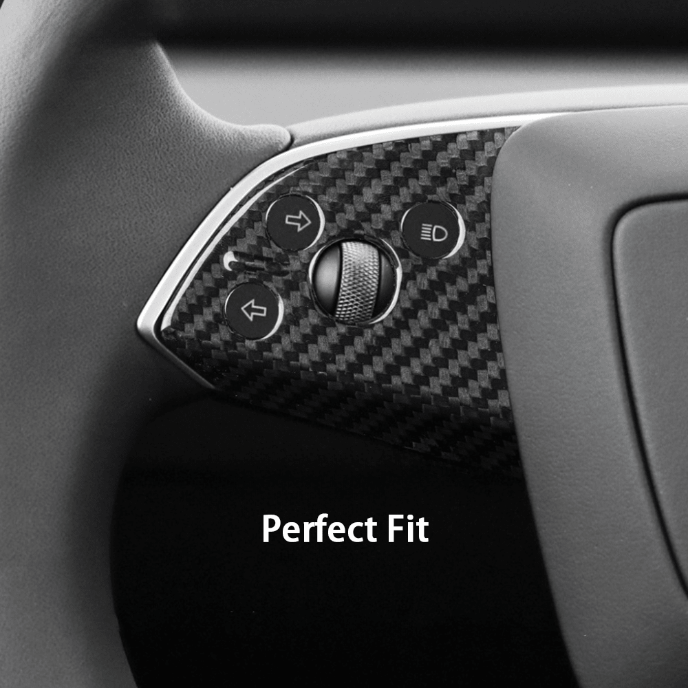 [Real Carbon Fiber] Steering Wheel Panel Covers (2PCS) for Tesla Model 3 Highland 2024+