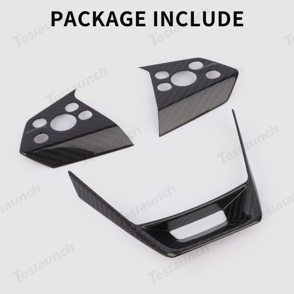[Real Carbon Fiber] Steering Wheel Panel Covers for Tesla Cybertruck (Set of 3)
