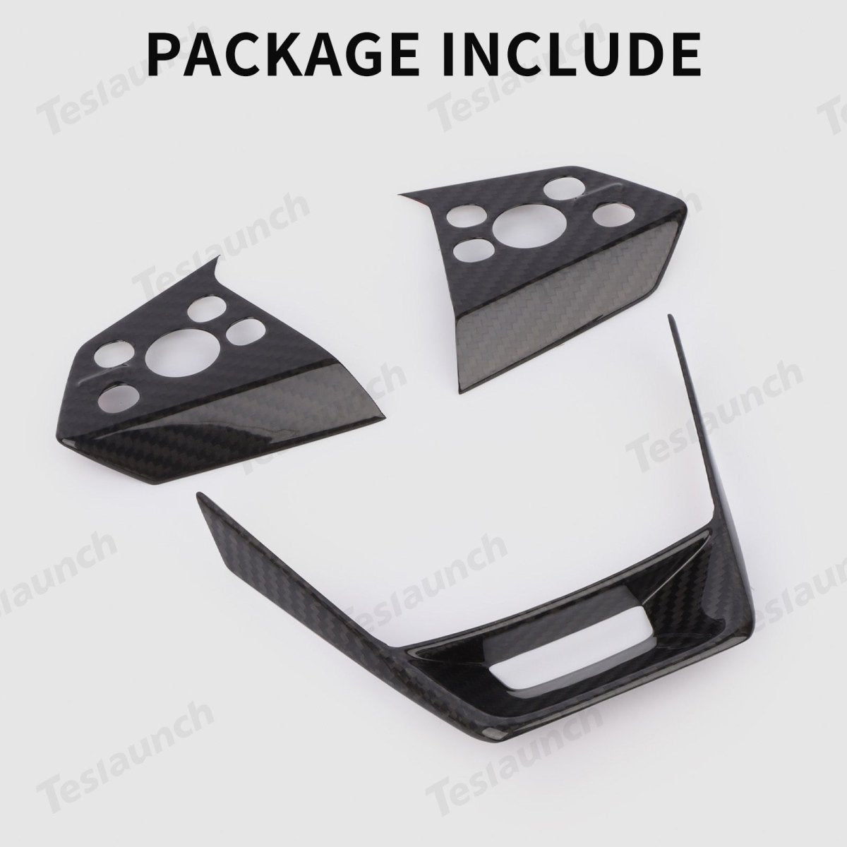 [Real Carbon Fiber] Steering Wheel Panel Covers for Tesla Cybertruck (Set of 3)