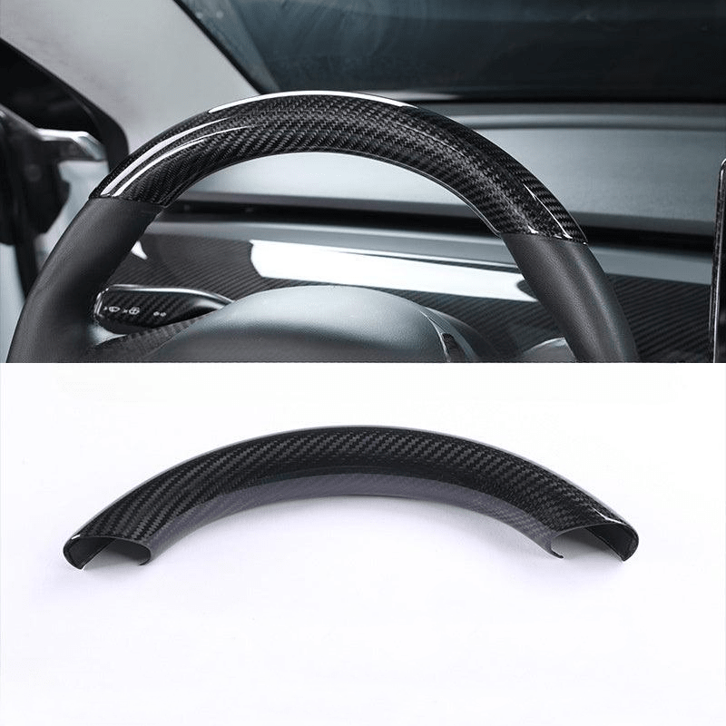 [Real Carbon Fiber] Steering Wheel Upper/Lower Cover For Tesla Model 3/Y Accessories (2017-2023)