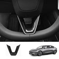 [Real Carbon Fiber] Steering Wheel V-Cover For Tesla 2024+ Model 3 Highland