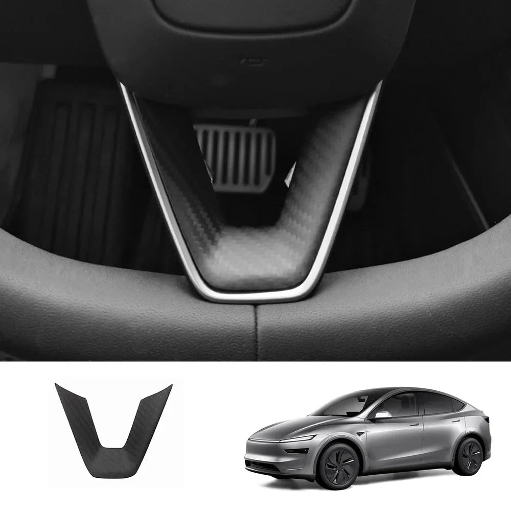 [Real Carbon Fiber] Steering Wheel V-Cover for Tesla Model Y Juniper 2025+