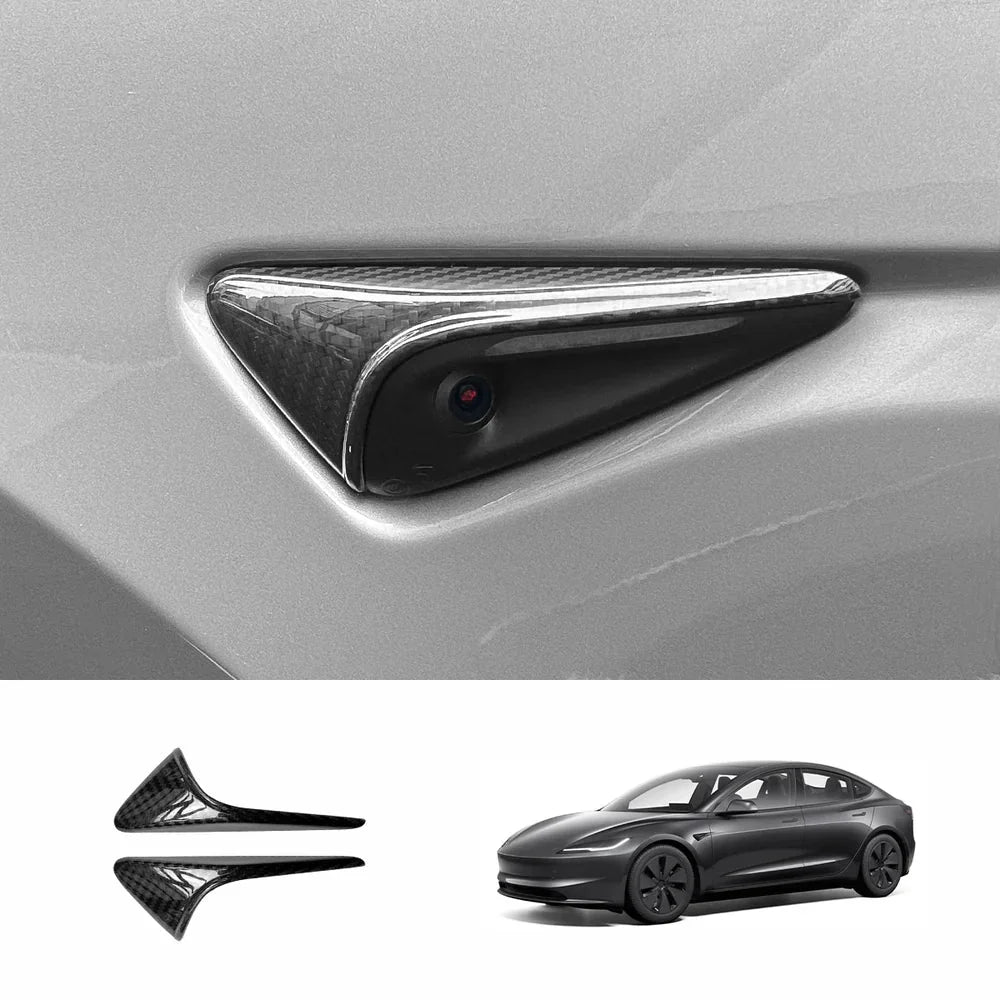 [Real Carbon Fiber] Turn Signal Camera Overlay Covers For Tesla Model 3 Highland (2 Pcs)