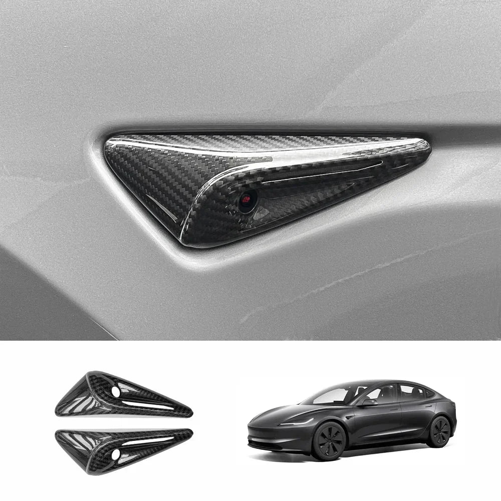 [Real Carbon Fiber] Turn Signal Camera Overlay Covers For Tesla Model 3 Highland (2 Pcs)