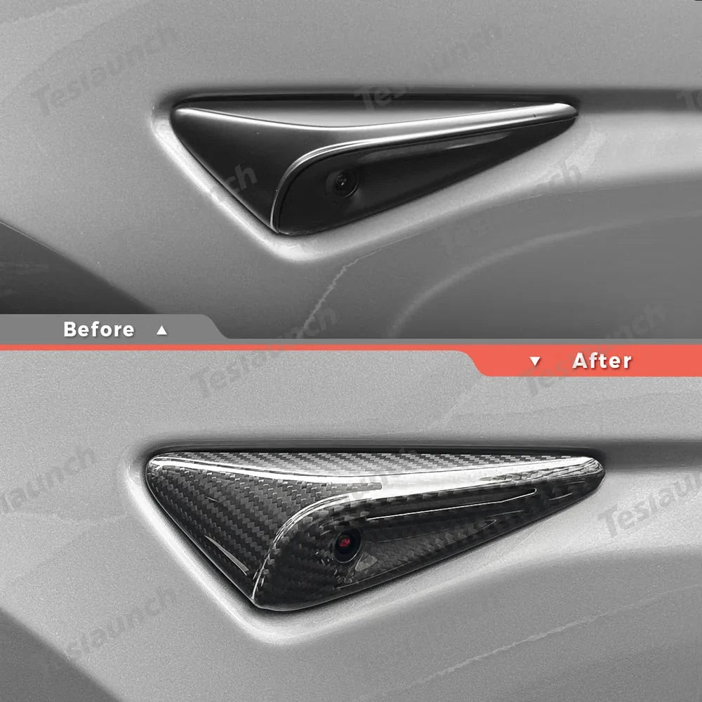 [Real Carbon Fiber] Turn Signal Camera Overlay Covers For Tesla Model 3 Highland (2 Pcs)