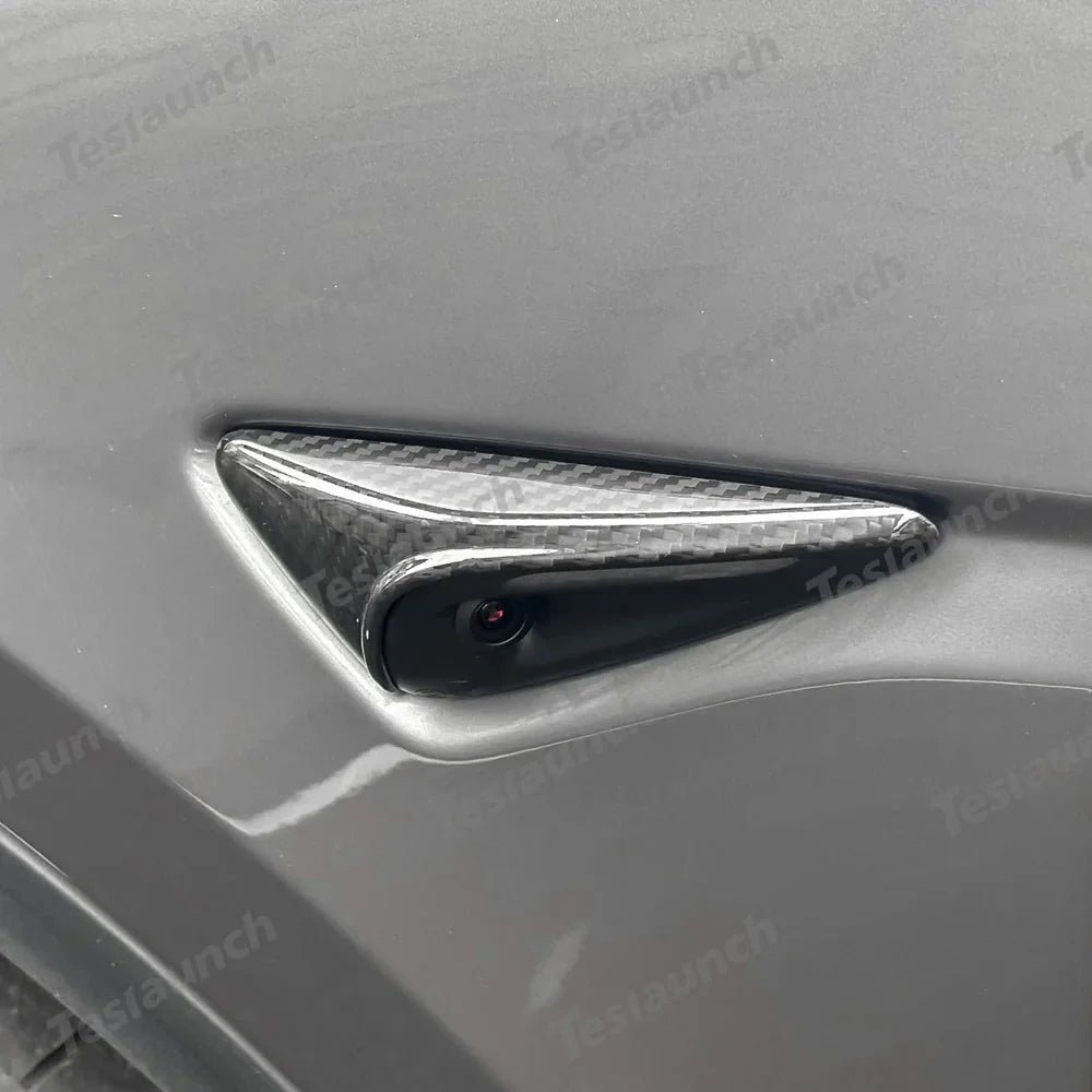 [Real Carbon Fiber] Turn Signal Camera Overlay Covers For Tesla Model Y Juniper 2025+ (2 Pcs)
