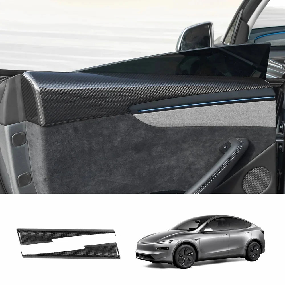 [Real Carbon Fiber] Upper Door Panel Trim Overlay Covers for Tesla Model Y Juniper 2025+