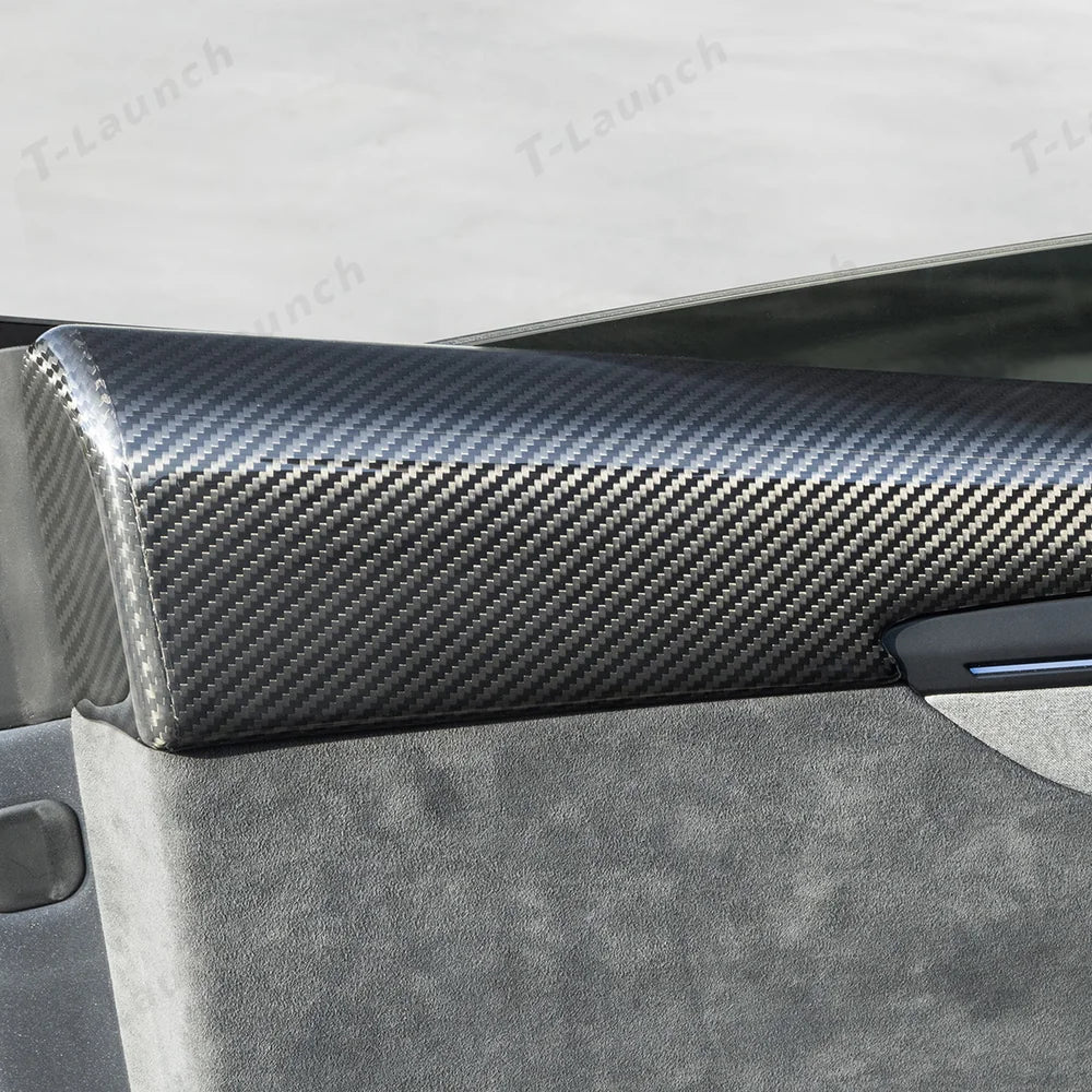 [Real Carbon Fiber] Upper Door Panel Trim Overlay Covers for Tesla Model Y Juniper 2025+