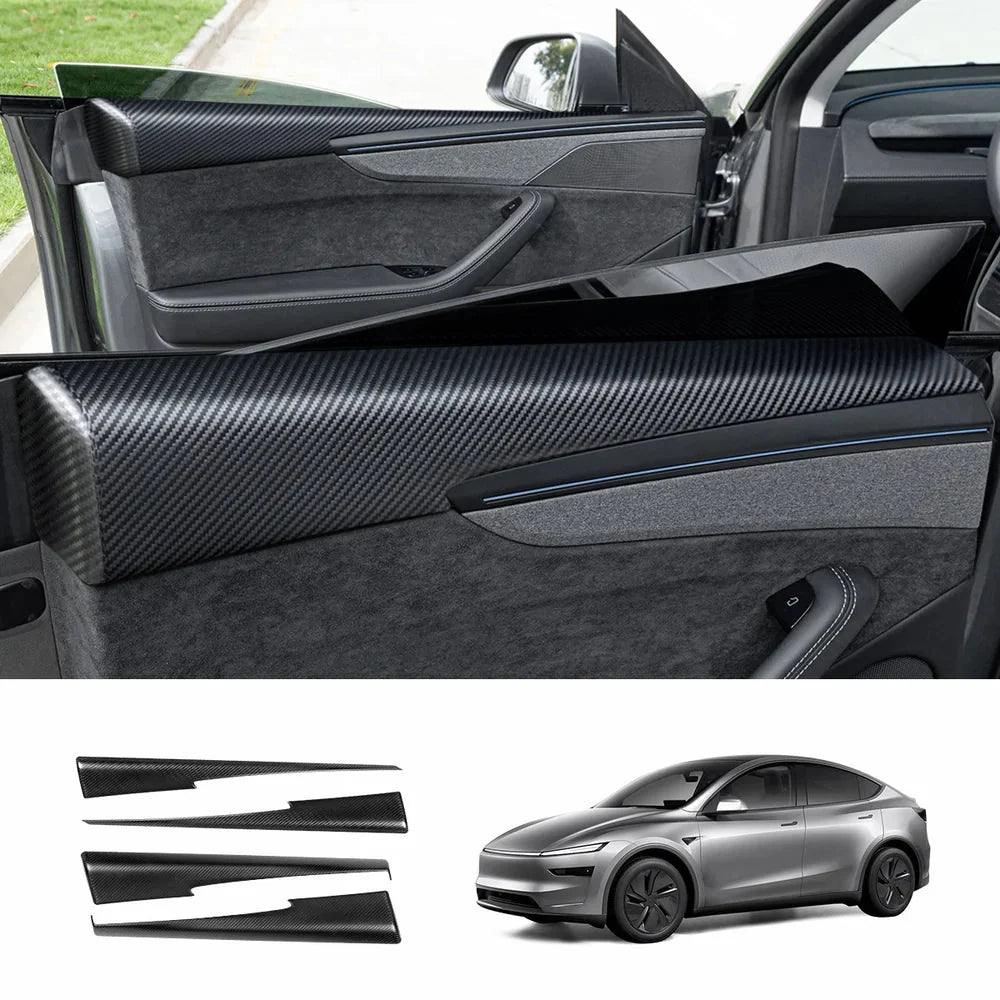 [Real Carbon Fiber] Upper Door Panel Trim Overlay Covers for Tesla Model Y Juniper 2025+