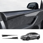 [Real Carbon Fiber] Upper Door Panel Trim Overlay Covers for Tesla Model Y Juniper 2025+