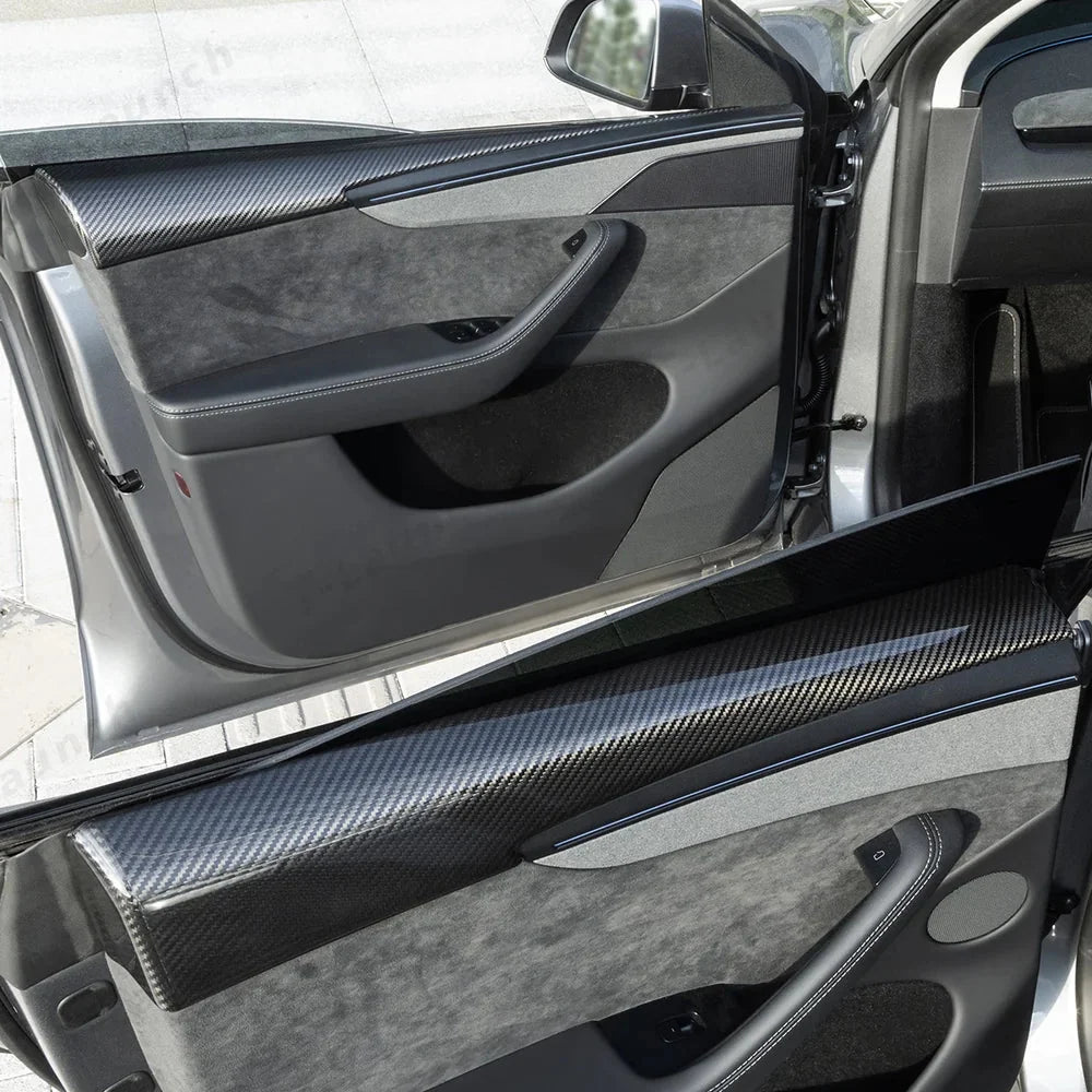 [Real Carbon Fiber] Upper Door Panel Trim Overlay Covers for Tesla Model Y Juniper 2025+