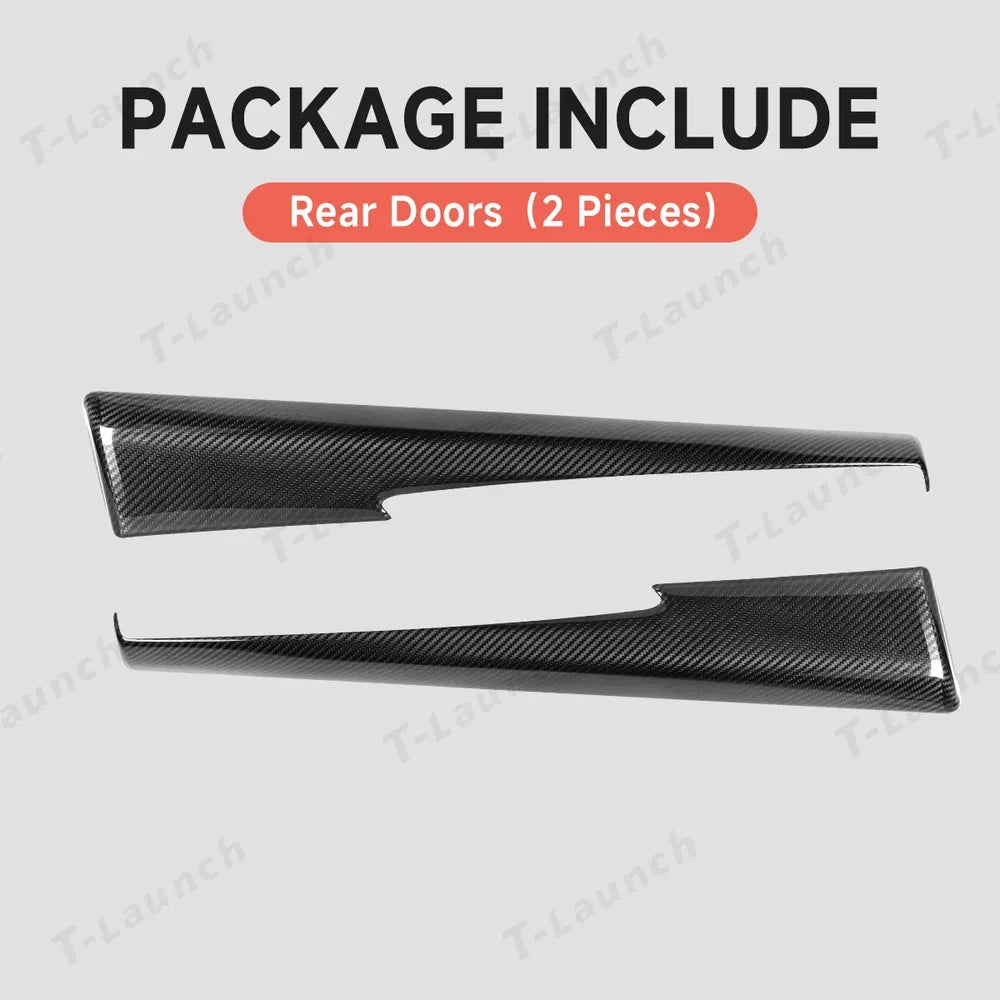 [Real Carbon Fiber] Upper Door Panel Trim Overlay Covers for Tesla Model Y Juniper 2025+