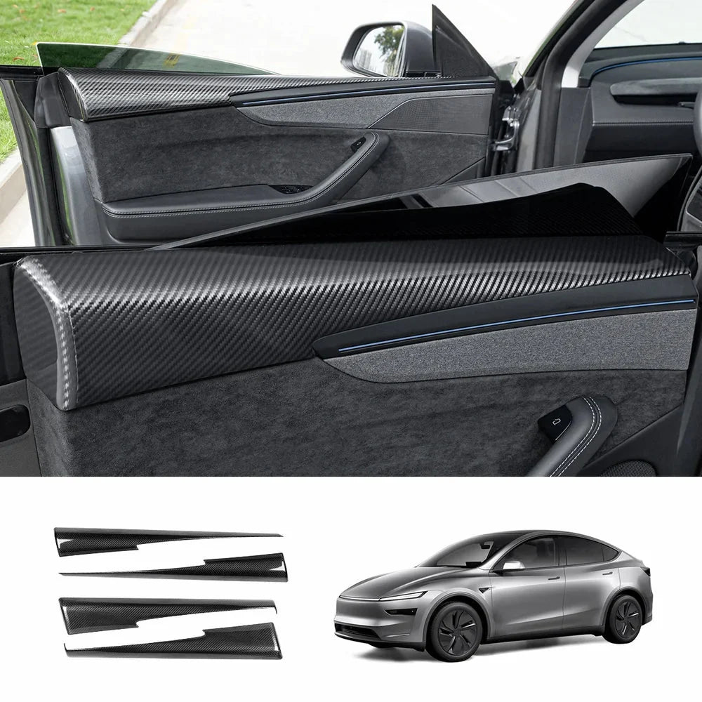 [Real Carbon Fiber] Upper Door Panel Trim Overlay Covers for Tesla Model Y Juniper 2025+