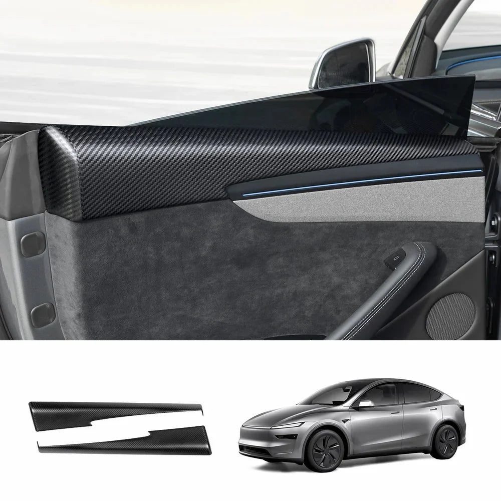 [Real Carbon Fiber] Upper Door Panel Trim Overlay Covers for Tesla Model Y Juniper 2025+