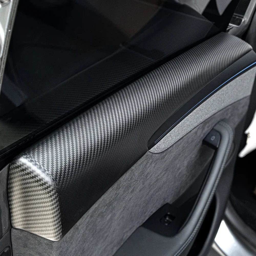 [Real Carbon Fiber] Upper Door Panel Trim Overlay Covers for Tesla Model Y Juniper 2025+