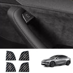 Real Carbon Fiber Window Switch Button Cover Sticker 4 PCS For Tesla Model 3 Highland 2024+ / Model Y Juniper 2025+