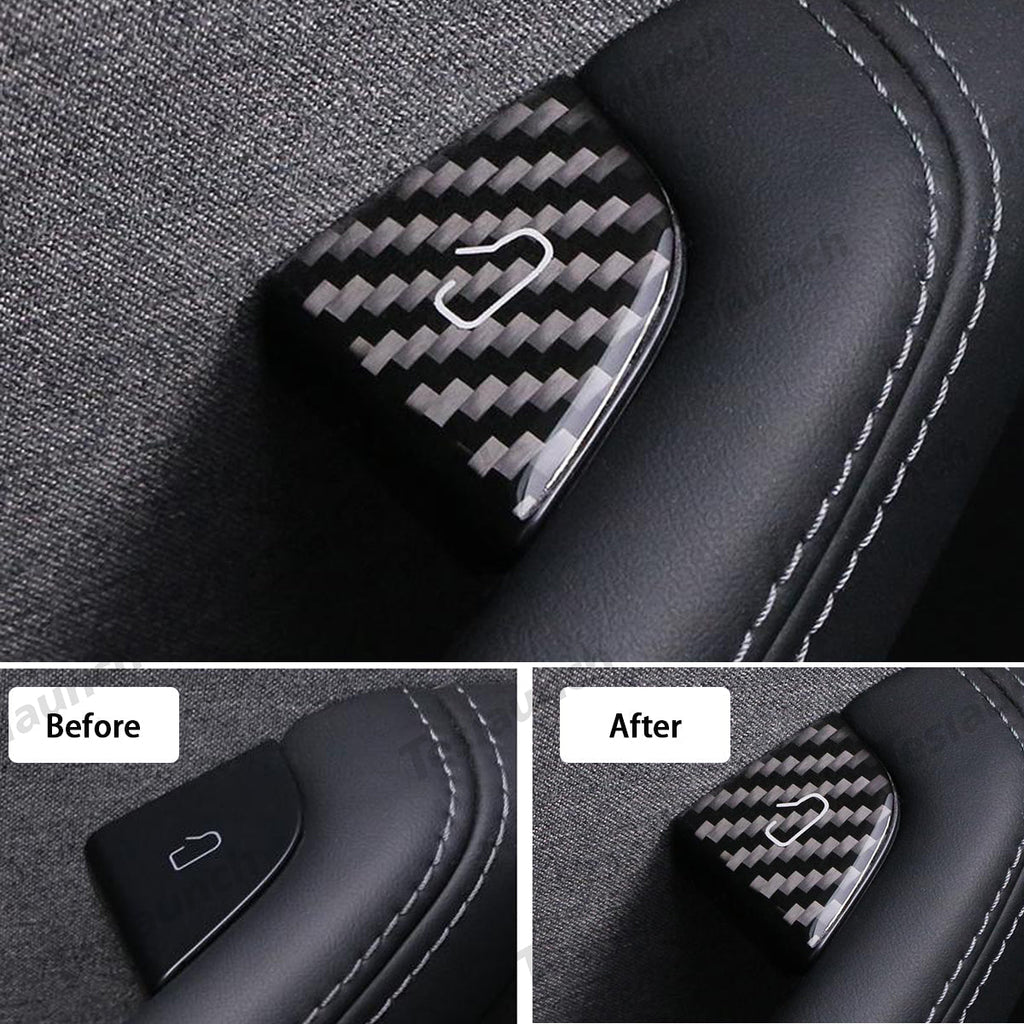 Real Carbon Fiber Window Switch Button Cover Sticker 4 PCS For Tesla Model 3 Highland 2024+ / Model Y Juniper 2025+