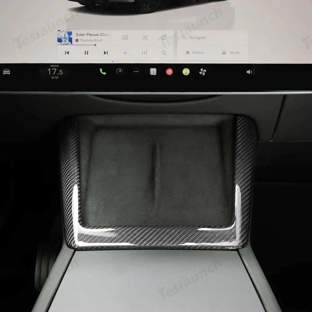 [Real Carbon Fiber] Wireless Charging Area Trim for Tesla Model Y Juniper 2025+