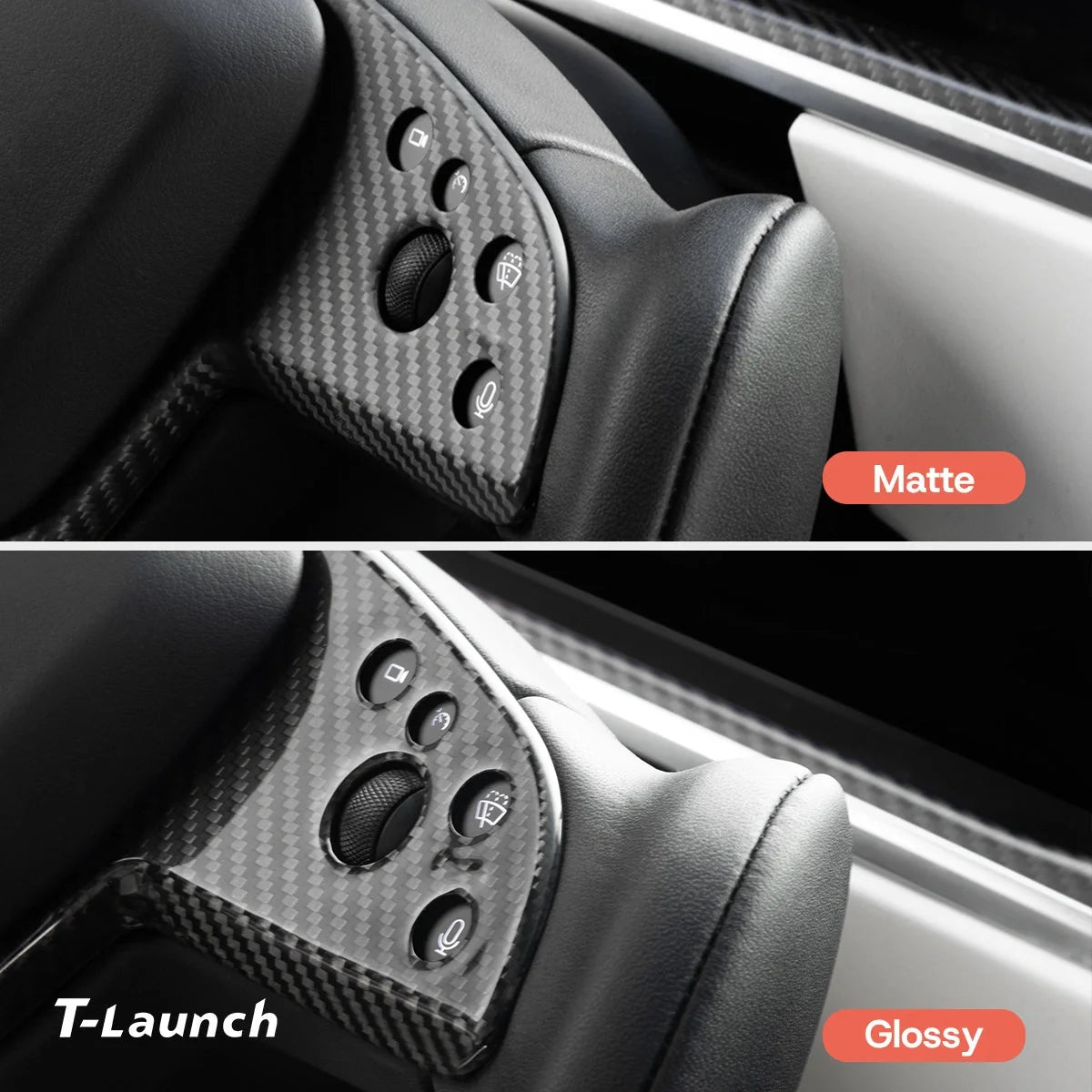 [Real Carbon Fiber] Yoke Steering Wheel Cover Overlay Plate Panel For Model S/X (2021+)
