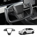 [Real Carbon Fiber] Yoke Steering Wheel Cover Overlay Plate Panel For Model S/X (2021+)