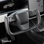 [Real Carbon Fiber] Yoke Steering Wheel Cover Overlay Plate Panel For Model S/X (2021+)