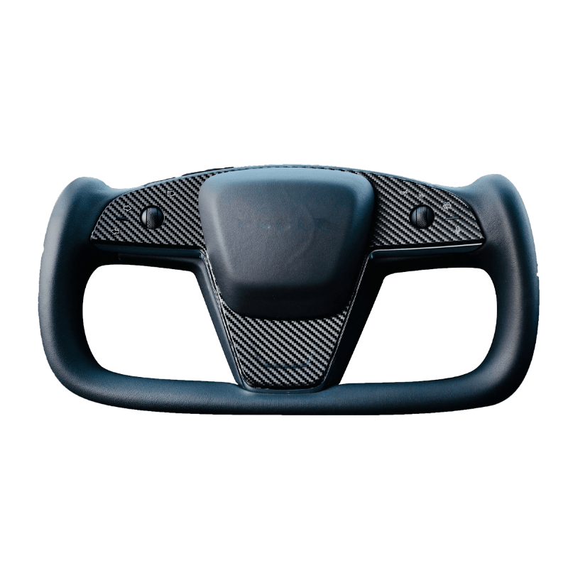 [Real Carbon Fiber] Yoke Steering Wheel Cover Replacement Overlay Plate Panel For Model S/X (2021+)