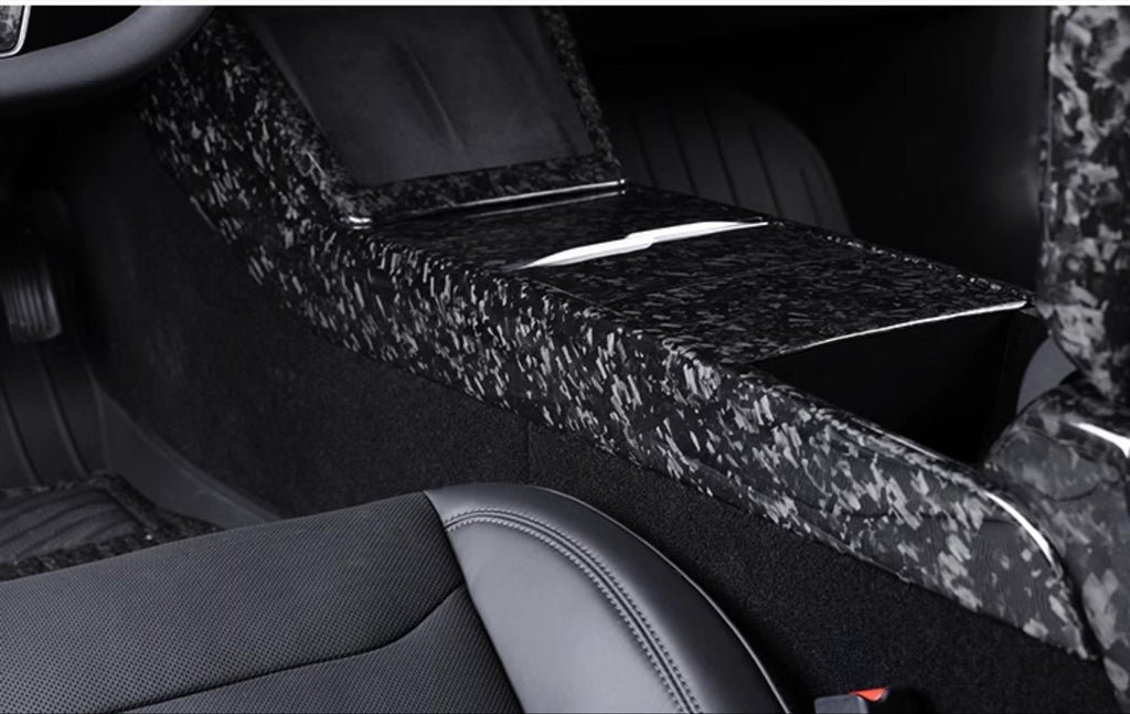 Real Dry Carbon Fiber Center Console Combo Side Panel & Charging Pad Overlay for Model 3 Highland & New Model Y