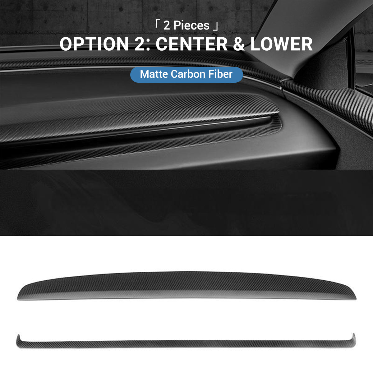 Miroken Real Dry Carbon Fiber Dashboard Cover Overlay for Model 3 Highland / Model Y Juniper
