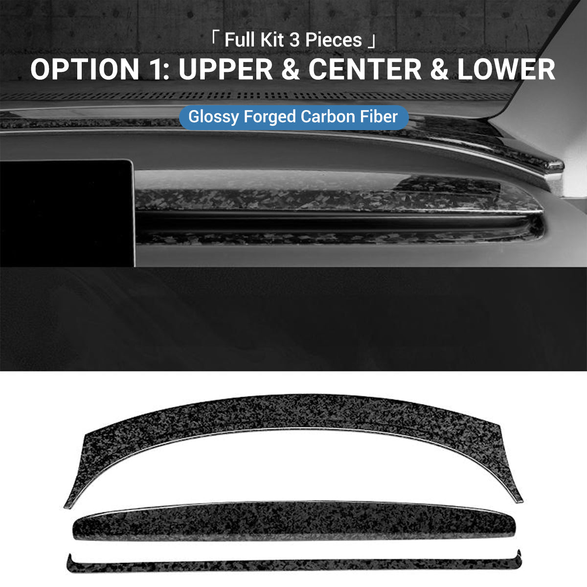 Miroken Real Dry Carbon Fiber Dashboard Cover Overlay for Model 3 Highland / Model Y Juniper
