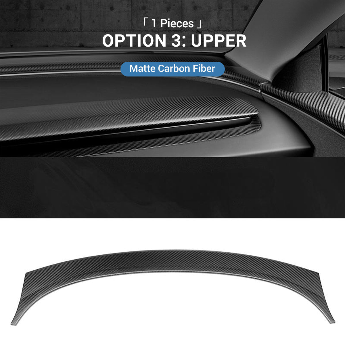 Miroken Real Dry Carbon Fiber Dashboard Cover Overlay for Model 3 Highland / Model Y Juniper