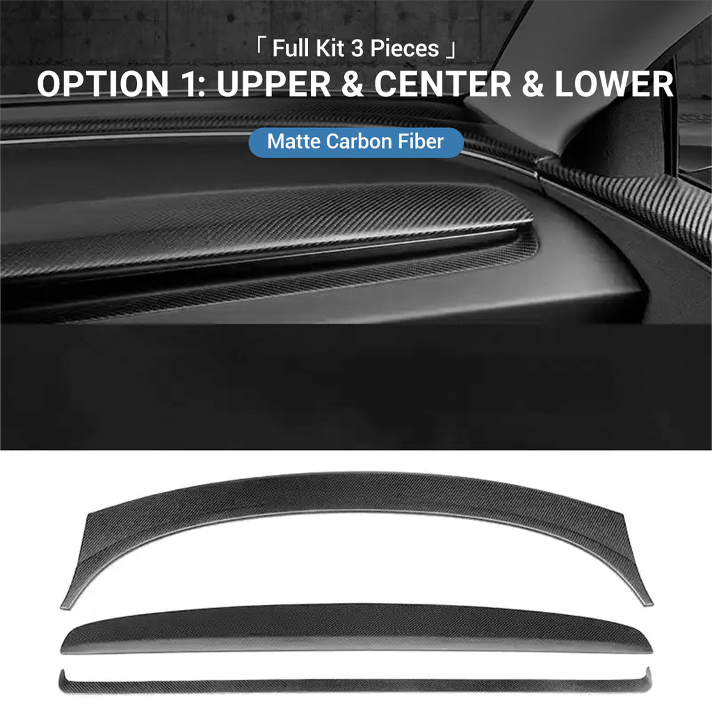 Miroken Real Dry Carbon Fiber Dashboard Cover Overlay for Model 3 Highland / Model Y Juniper